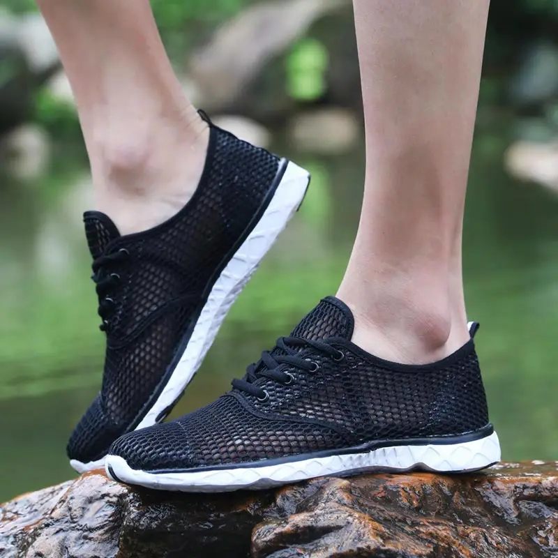 

Large Size Summer Breathable Sneakers for Running Shoes Man Sport Shoe Sports Black Scarpe Uomo Sportive Athletic Krasovki A-218