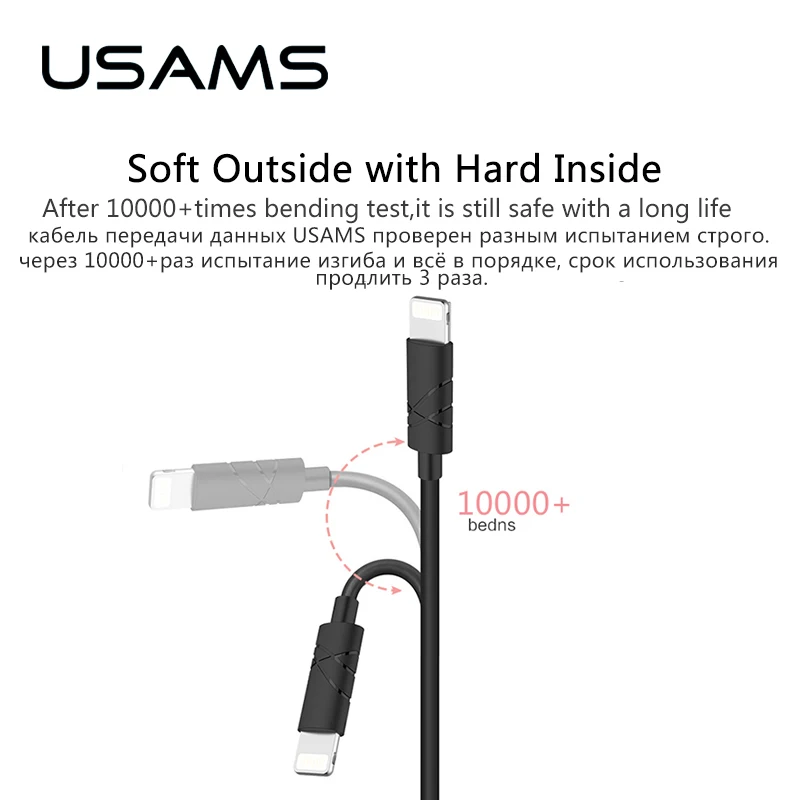 USAMS 1 м IOS10 2А Быстрая Зарядка Зарядное Устройство Usb Кабель для iPhone 5s iPad iPod H132