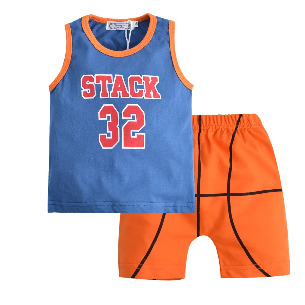 2017 Summer Children Kids clothes Sports wear sets sleeveless T shirt