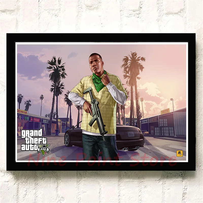 GTA Grand Theft Auto San Andreas бумага с покрытием Плакат Бар Кафе гостиная столовая стены бескаркасные - Цвет: Серебристый