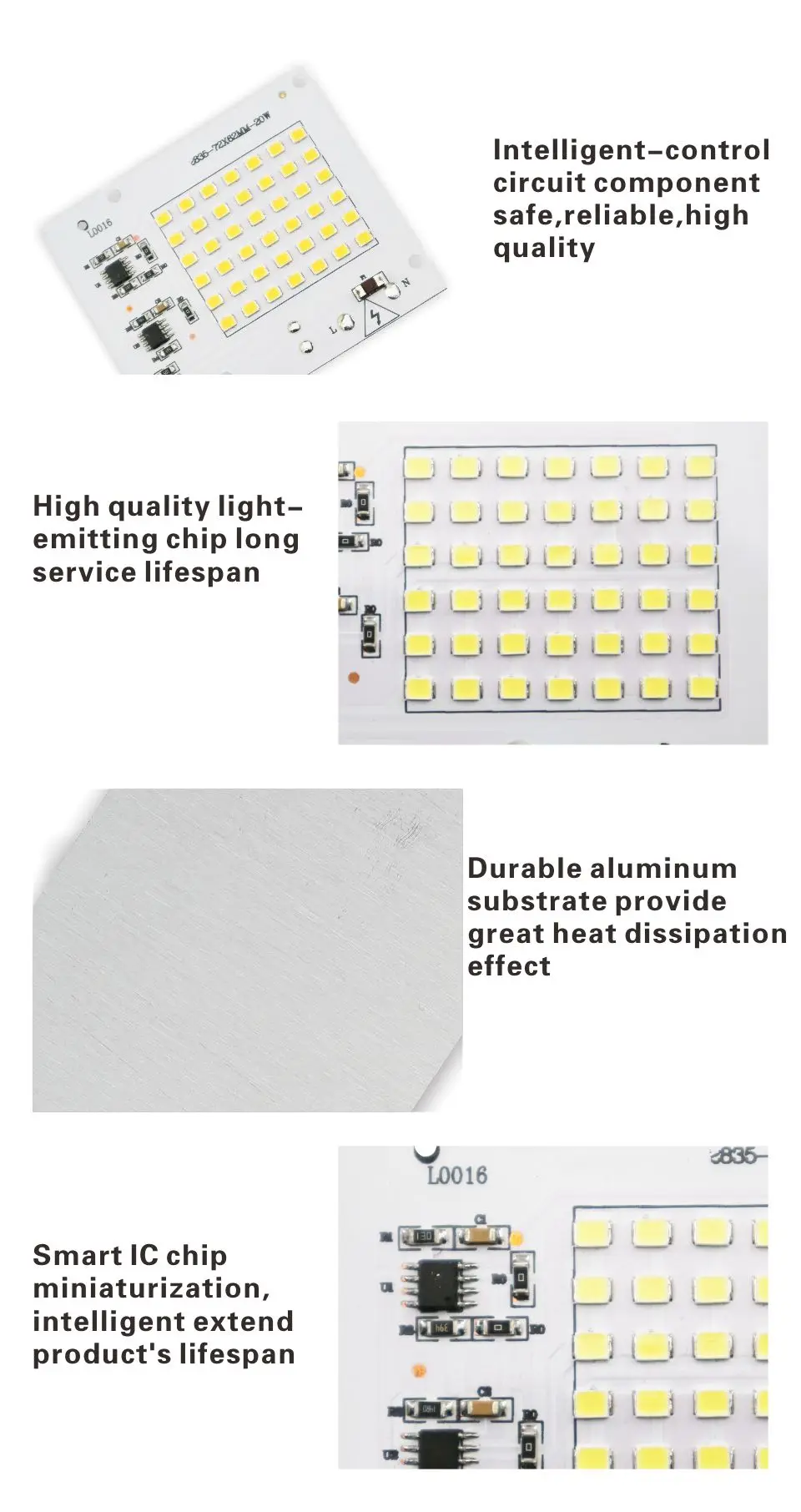 Умная Светодиодная лампа IC 2835SMD, 10 Вт, 20 Вт, 30 Вт, 50 Вт, 100 Вт, AC 220 В-240 в, сделай сам, для наружного прожектора, сада, холодный белый, теплый белый