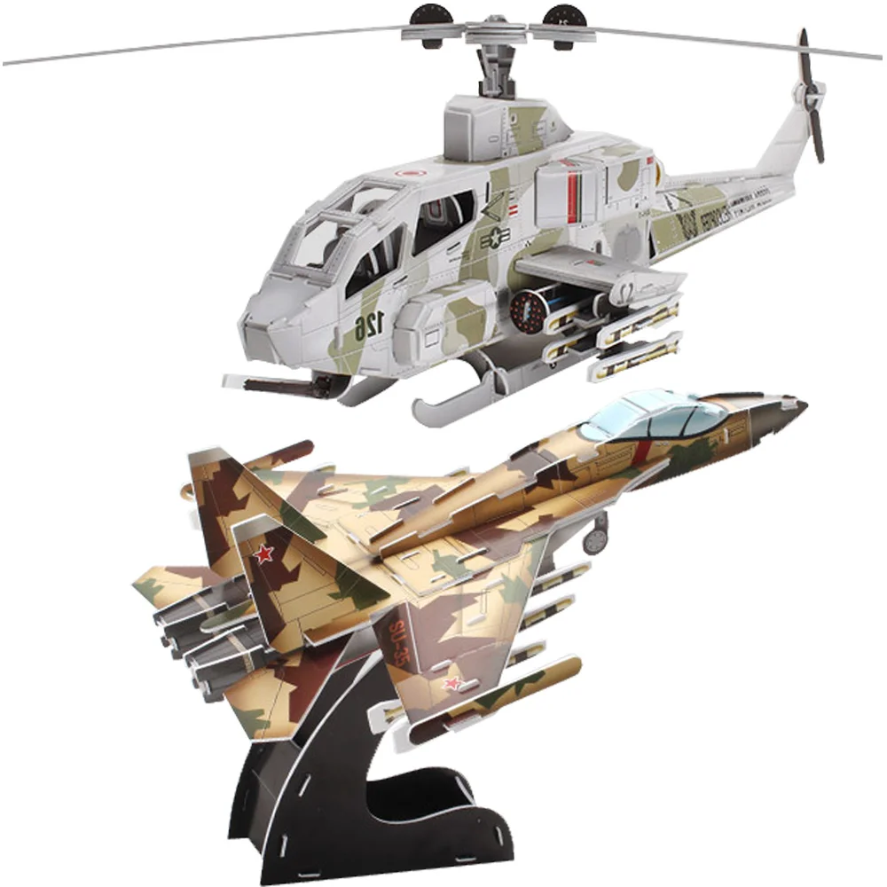 

3D solid puzzle military assembly model DIY children handmade educational toys aircraft