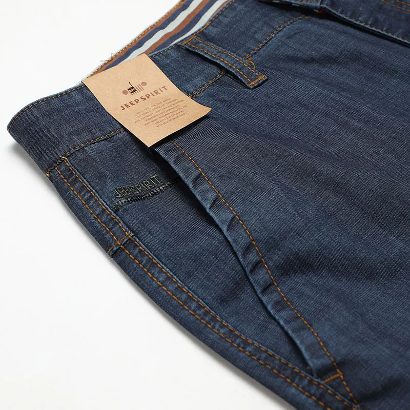 Spring Summer JEEP Brand Cotton Jeans Elastic Men's Casual Full Length Retro Jeans Cotton Pants Fashion Lightweight Trousers 44 (12)
