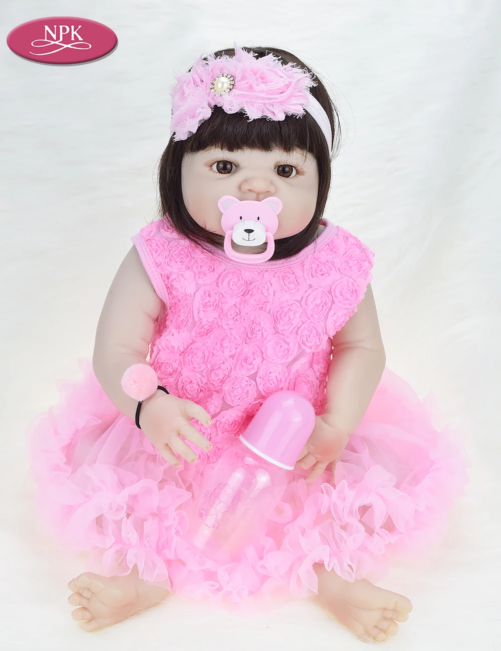 NPK 57CM Full Body Silicone Real Reborn Baby Girl Doll Toys Realisitic Newborn Lifelike Babies Princess Doll Menina Bebe Bonecas (10)