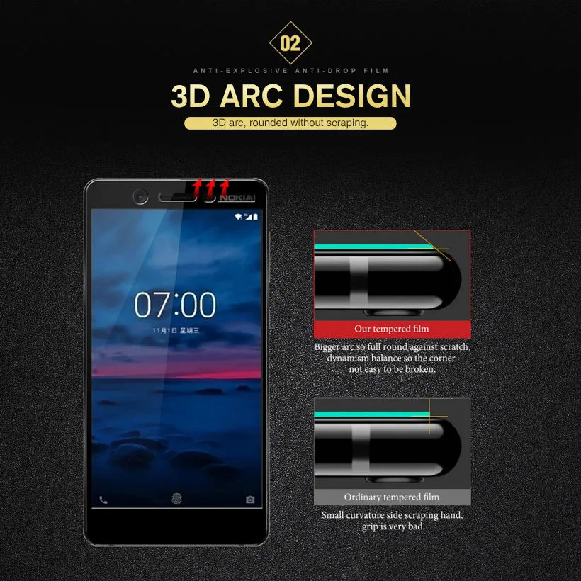 Полное покрытие 3D защитный Стекло для Nokia 7 Plus Экран протектор C1 закаленное