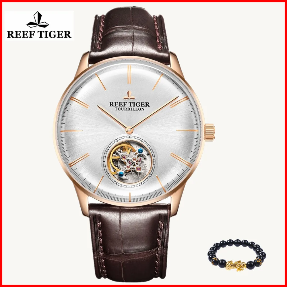 

2019 New Reef Tiger/RT Top Brand Luxury Men Menchaincal Tourbillon Watch Sapphire Crystal Rose Gold Watch relogio masculino
