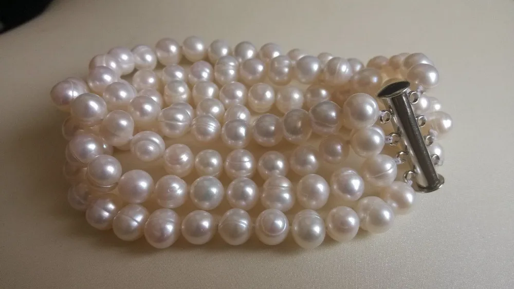 

Wholesale price 16new ^^^^ 4 rows 8-8.5mm White Freshwater Pearl Bracelet
