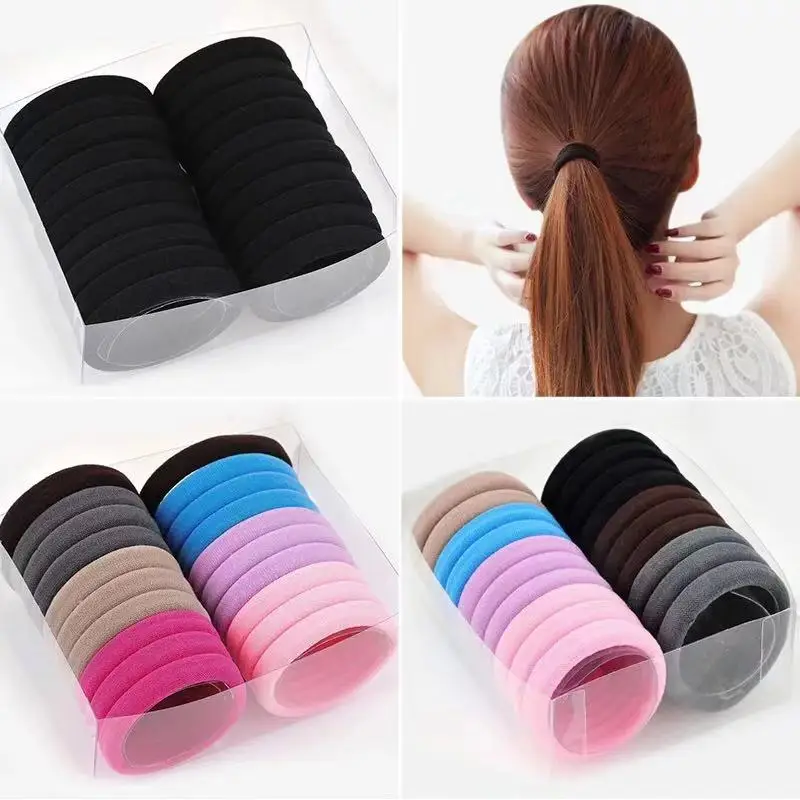 

10Pcs Women Girl High Elasticity Medium Thick Rolled Towel Hair Rope Candy Solid Color Rubber Band Ring Ponytail Holder hairband