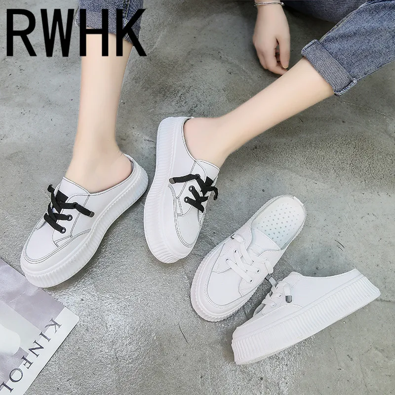 

RWHK Baotou women's half drag 2019 spring and summer new wild flat casual shoes fashion lazy sneakers running shoes B020