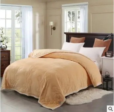 Новинка, простое стеганое фланелевое одеяло, трехслойное стеганое хлопковое Утепленное зимнее Коралловое Флисовое одеяло, плюшевое одеяло - Цвет: Khaki