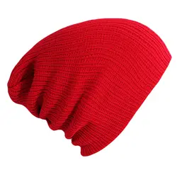 Новые вязаные шапки для Для женщин Для мужчин шапочки простой осень-зима сплошной Хип-хоп Повседневное Шапки красный 2018 теплые модные Skullies
