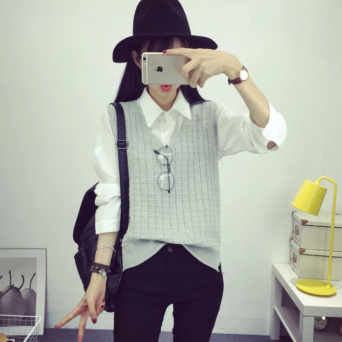 font b Sweaters b font for Women Fashion Long Sleeve Jacket Small Plaid Hedging Sleeveless