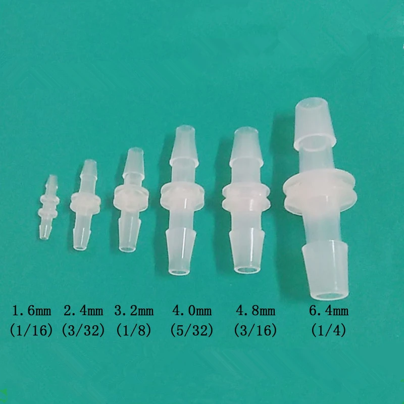 

2pcs 1/4'' 1/8'' 1/16'' 3/32'' 5/32'' 3/16'' Hose Barb Straight Coupler Fittings White Polypropylene