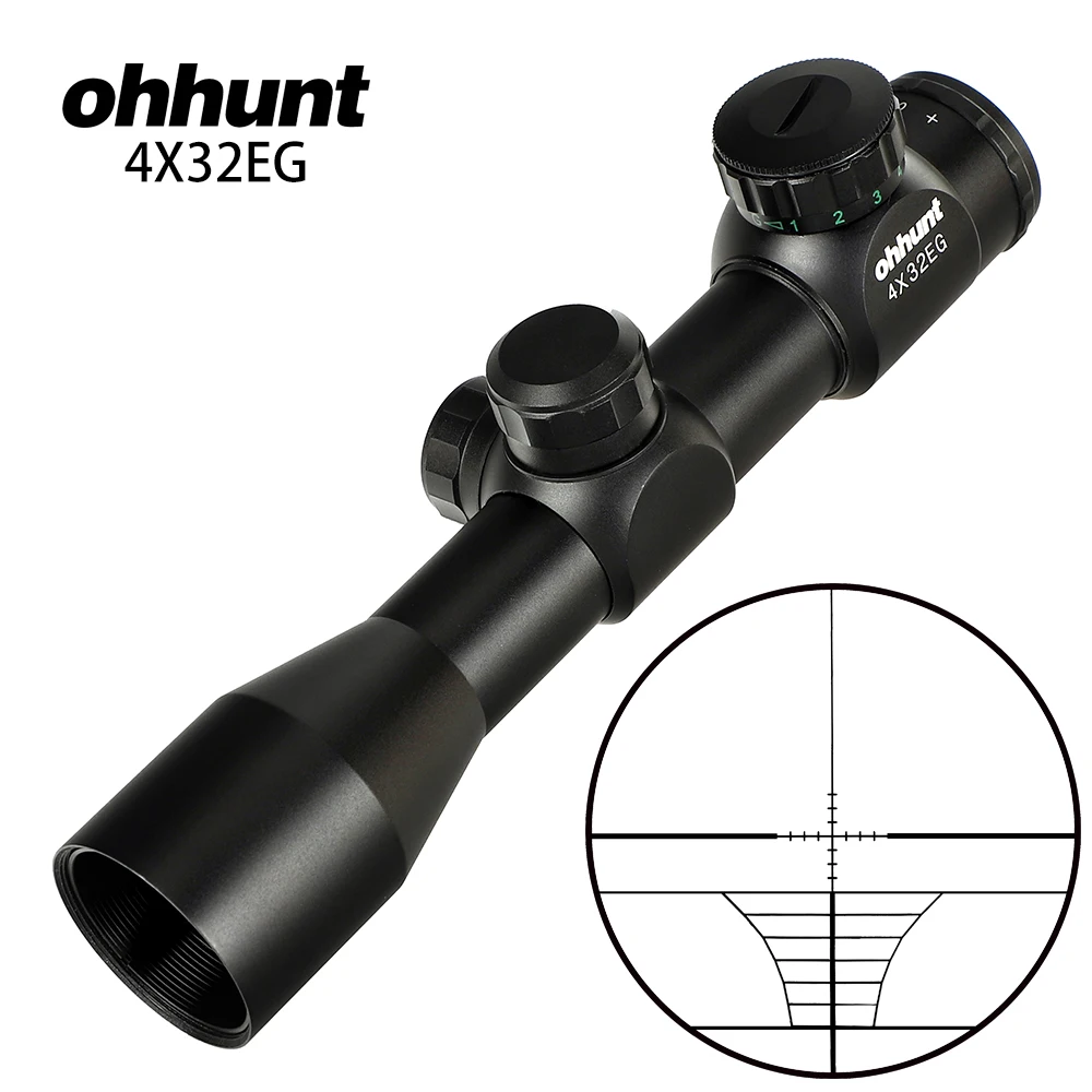 

ohhunt 4x32EG 1 inch Compact Hunting Rifle Scope Tactical Optical Sight Red Green Illuminated Rangefinder Reticle Riflescope