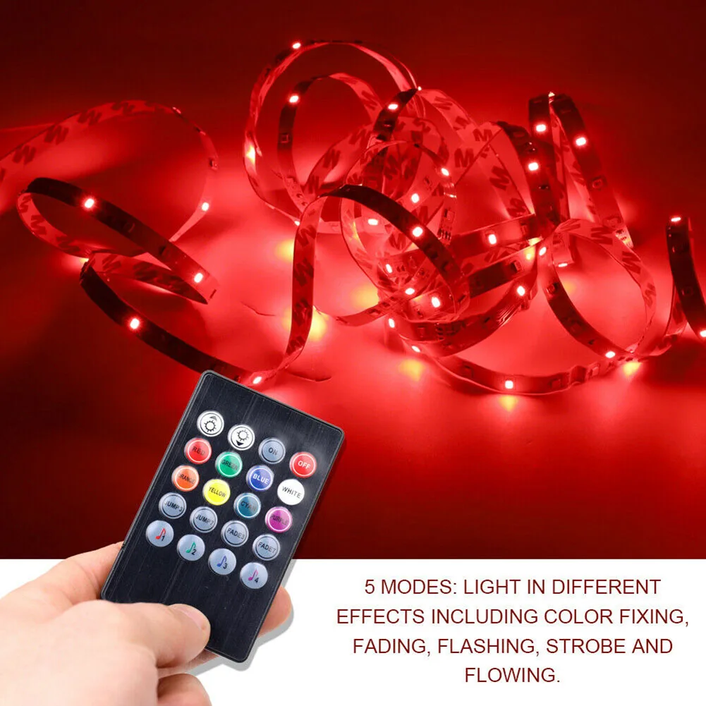 

2 Pcs 5m RGB 600 LED Stripes Lights IR Remote Controlled Light for Home Decoration LKS99