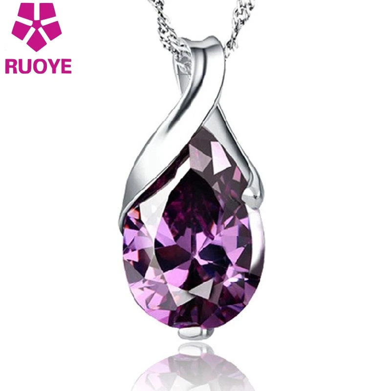 

New Fashion AAA Purple Crystal Women Pendant Design Silver Plated High Quality Gift Jewelry wholesale Not Chain