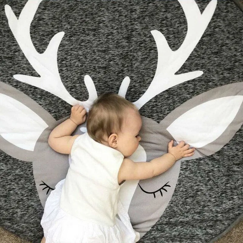 MOTOHOOD Baby Play Mats Cotton Gray Animal Elk Blanket  Pad Baby Infant Creeping Mat Playmat Baby Play Game Mat Room Decoration (2)