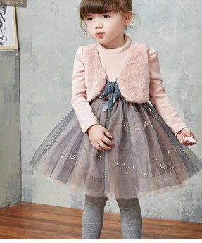 

2016 children spring holiday two small ma3 jia3 net yarn splicing dress s suitable for 2 to 7 years old of the girls