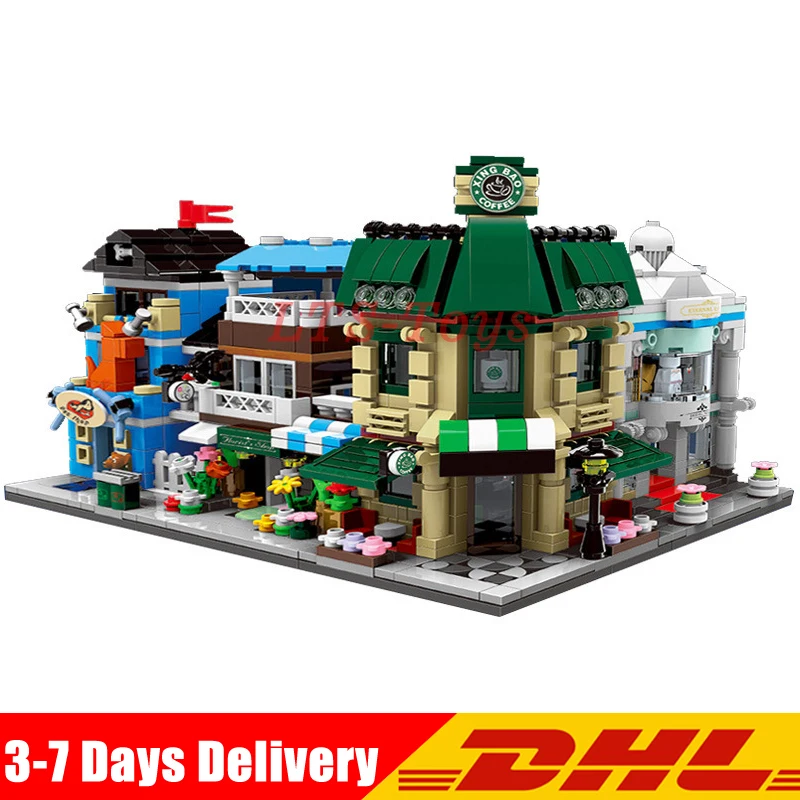 

XingBao 01105 Genuine The Coffee Shop Wedding Store Flower Shop Pet Shop Set 4 in 1 Building Blocks Bricks Toys Model Lepin