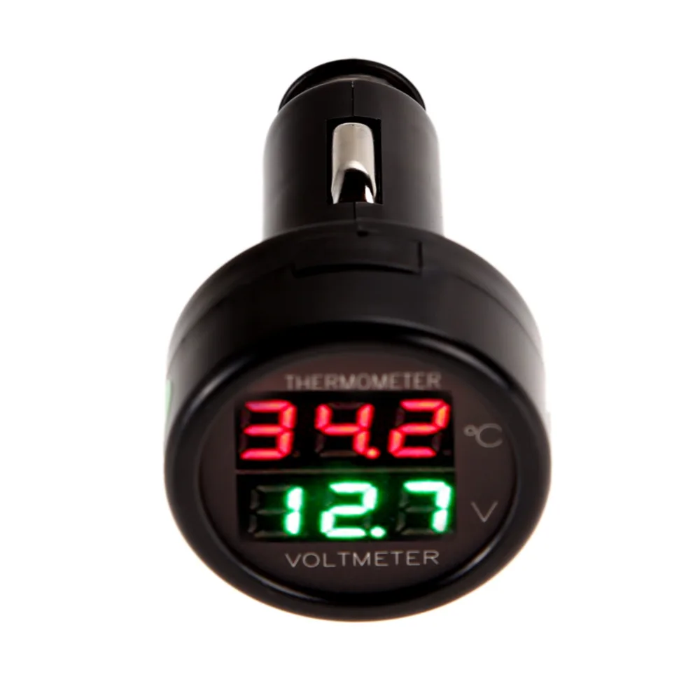 USB car charger with temperature voltage voltmeter Auto LED Digital