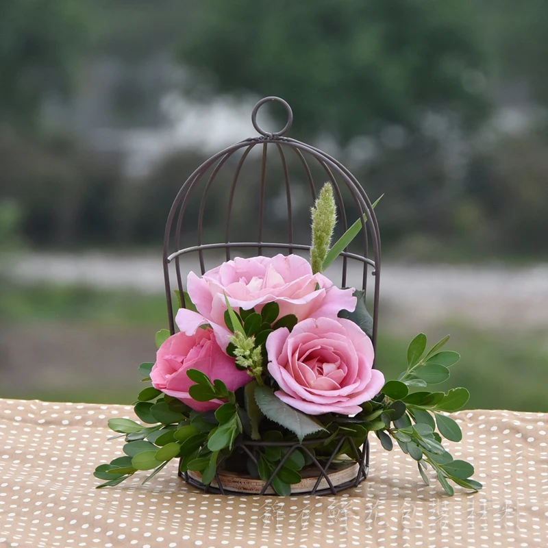 

1PC 24*12cm Peninsula Bird Cage Iron Flower Hanging Basket Fresh Flower Packaging Material Literature And Art Retro-pastoral Sty