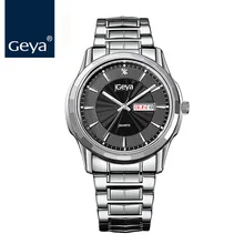 Geya Новые Роскошные Япония Miyota 2105 для мужчин серебро сталь кварц-часы бизнес световой Дата Мужской часы модные повседневное для мужчин