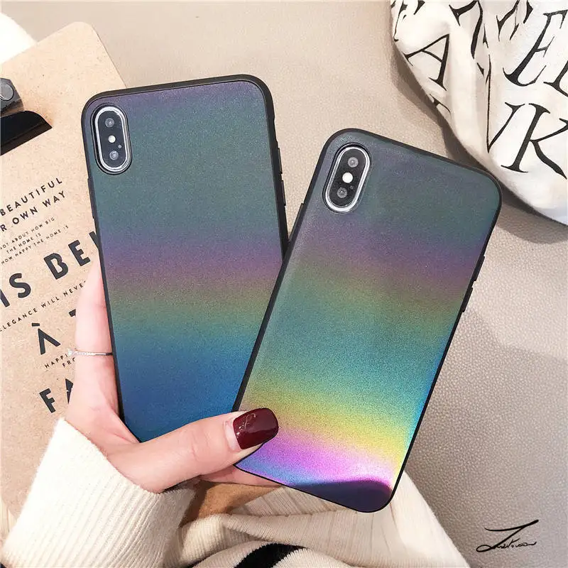 

New Gradient For Iphone 6 6s 7 8P X Xs Xr Max Holographic Gradient Colorful Reflective Phone Case