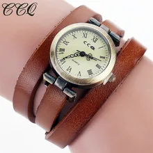 CCQ marca de moda Vintage cuero de vaca pulsera Roma reloj mujer reloj de pulsera Casual de lujo de cuarzo reloj femenino regalo 1810