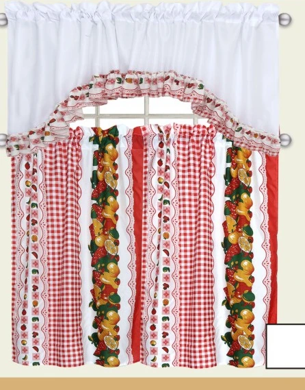 

microfiber fabric printed 3pcs set kitchen curtain