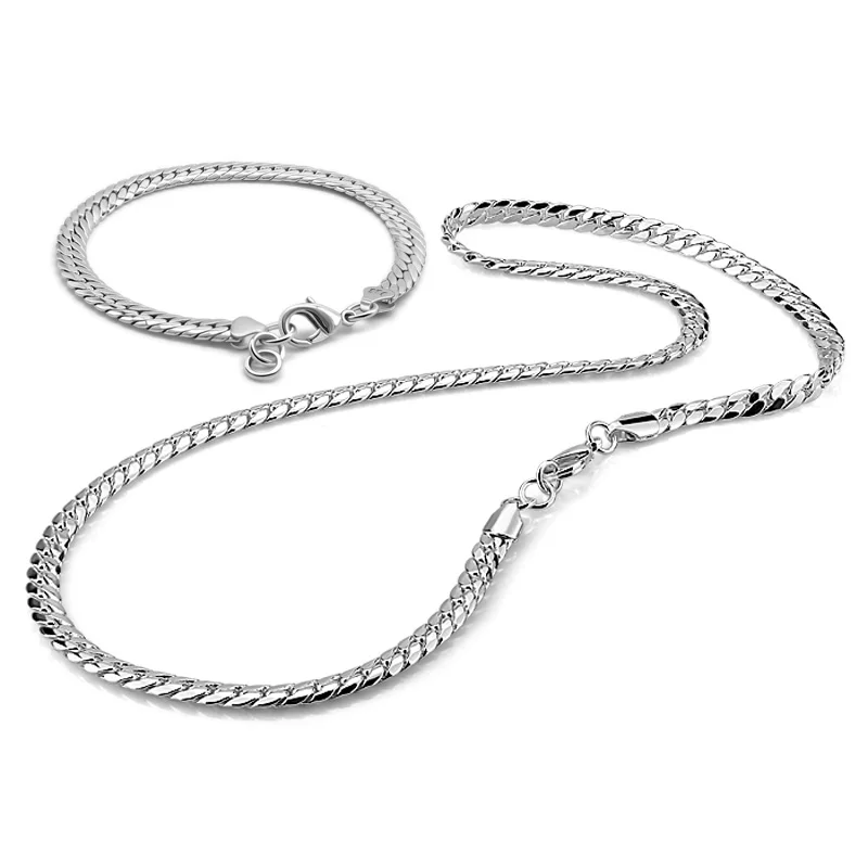 

New Fashion high pendant men necklace 925 sterling silver necklace silver chain set charm sterling silver jewelry gift