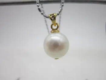 

beauty 10mm white south sea pearl necklace PENDANT 925silver 17"