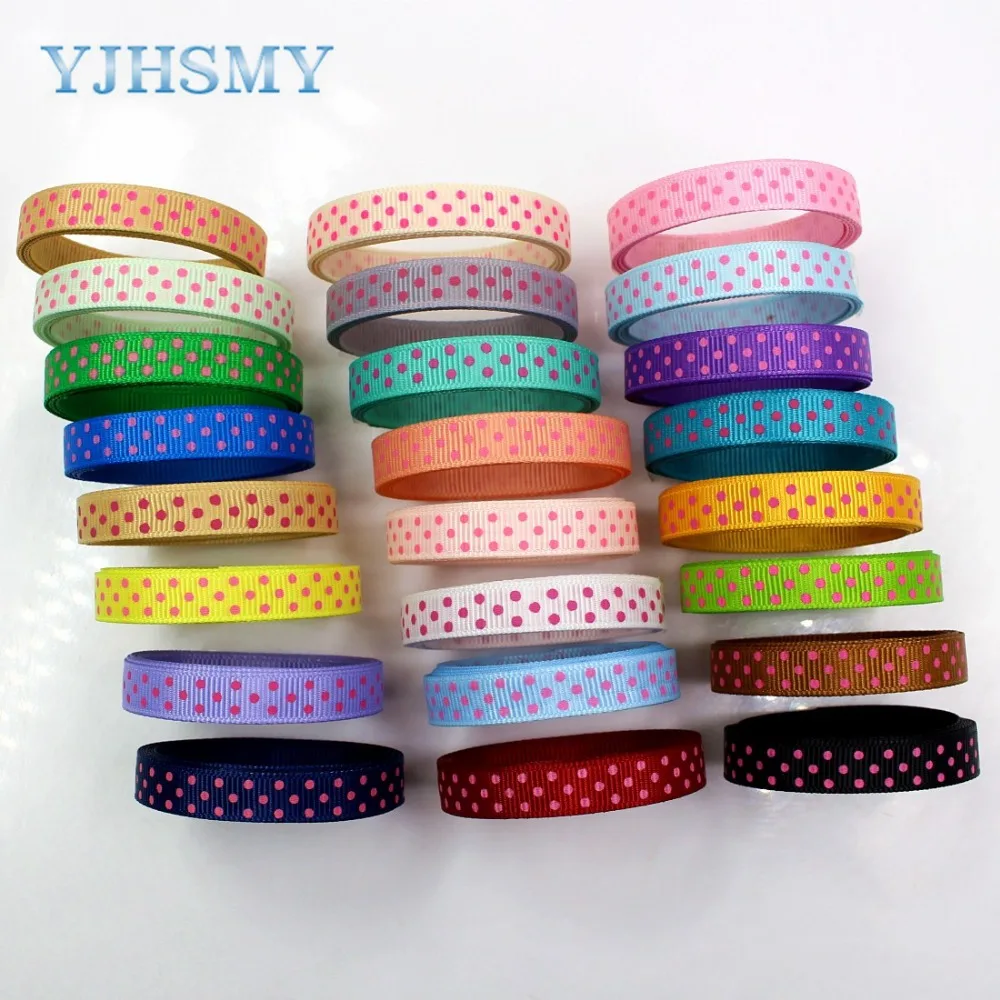 

YJHSMY D-18117-147,10 mm 5 Yards Solid color dots Ribbons,Thermal transfer Printed grosgrain,Wedding Accessories DIY material