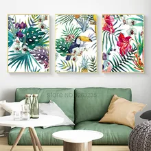 Tropical Leaves Bird Flower Flamingo Wall Art Nordic Poster Wall Pictures For Living Room Wall Art Canvas Painting Unframed Tropical Leaves Bird Flower Flamingo Wall Art Nordic Poster Wall Pictures For Living Room Wall Art Canvas Painting Unframed