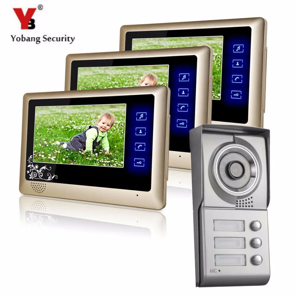 Yobangбезопасности видеодомофон " дюймовый ЖК-проводной видеодомофон домофон RFID система контроля доступа камеры монитор