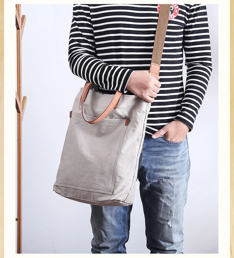 AETOO холщовая мужская сумка через плечо, Мужская Портативная сумка для покупок, Женская вместительная сумка