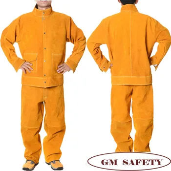 

Cow Leather Electric Welding Work Clothes Cowskin Suit for Welders Soldering Protective Work Jackets Men NL001