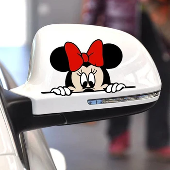 

2 x Newest Mickey and Minnie Creative Auto Decal Cartoon Car Sticker Car Rear View Mirror Car Bumper Body Creative Pattern Vinyl