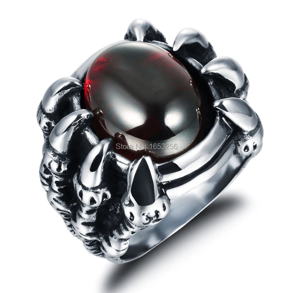 large red gem stainless steel gothic biker ring wedding engagemet ring jewelry sise 7 11 - Biker Wedding Rings large red gem stainless steel gothic biker ring wedding engagemet ring jewelry sise 7 11 - Biker Wedding Rings