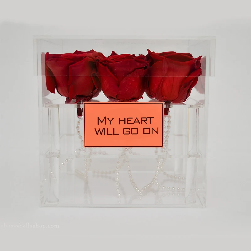 

Acrylic Red Rose Flower Box 9 holes Transparent Makeup Organizer Cosmetic Case With Lid Storage Box for Flower