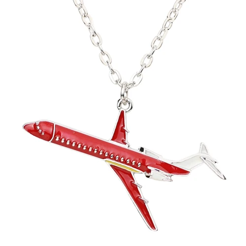 WEVENI, оригинальная массивная модель самолета, ожерелье, подвеска, металлический воротник, цепочка, новейшие модные аксессуары, эмалированное ювелирное изделие для женщин - Окраска металла: Red