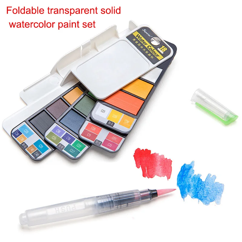 

Multi-color Solid Watercolor Set Collapsible Water Color Paint Brush Drawing Watercolor Pigment NSV775