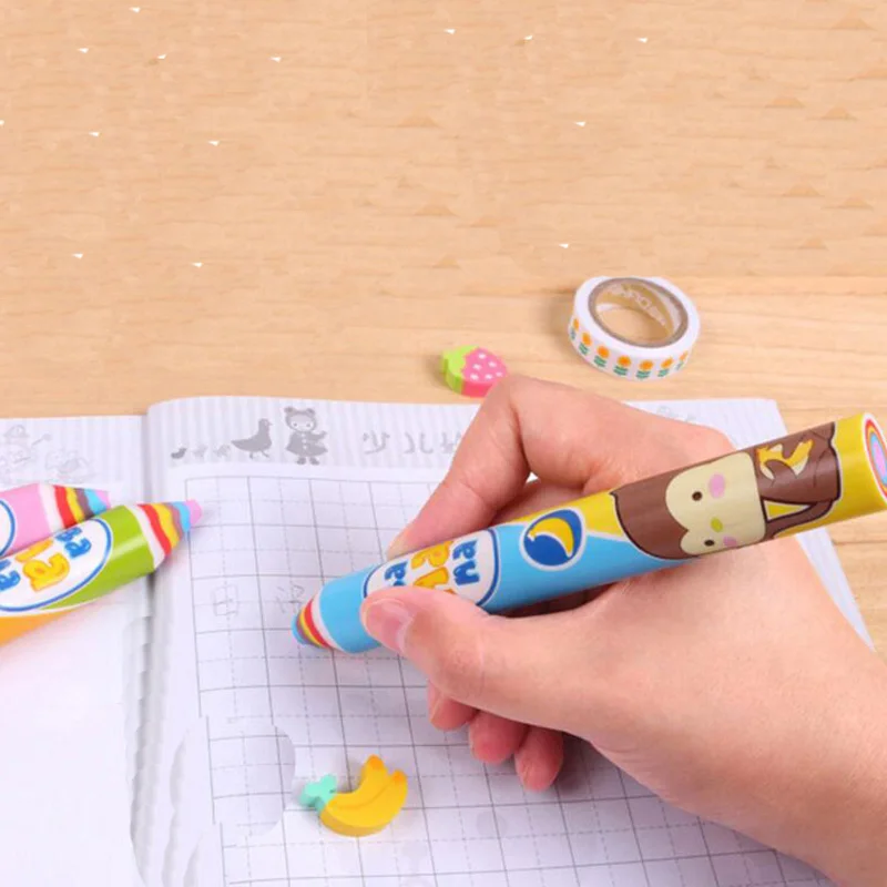 2 Pieces Novelty Rainbow Pen Shape Eraser Sweet Rubber Eraser Creative