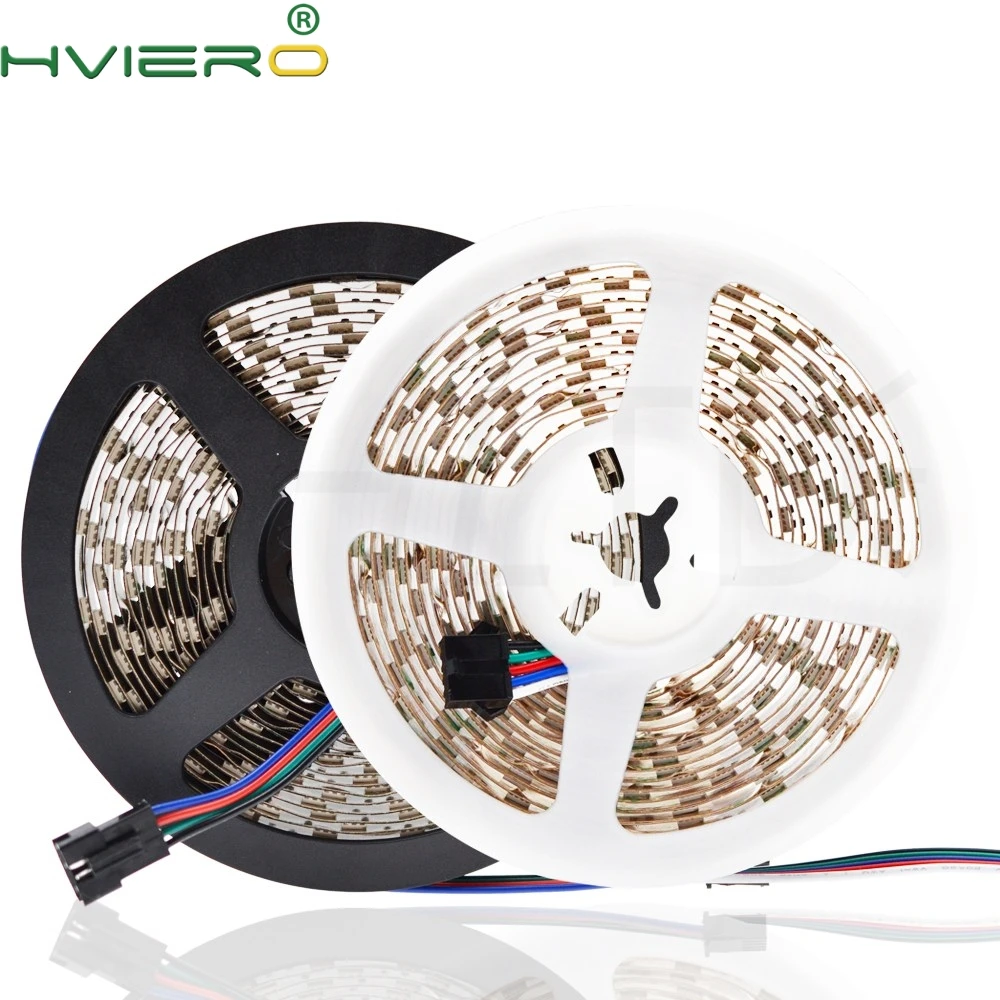 

DC 12V RGB LED Strip 5050 SMD 60LEDs/M Black PCB Board Flexible LED Light Not Waterproof LED Tape For TV Background Decoration