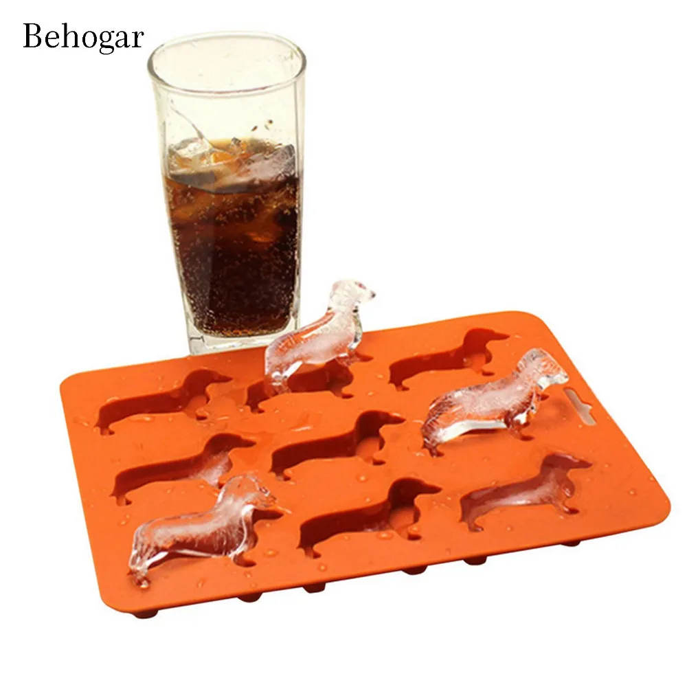 

Behogar 9 Slots Cute Dog Shaped Silicone Molds Ice Cube Maker Mold Tray Moulds Box for Whisky Cocktails DIY Chocolate Cake Decor