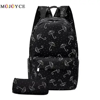 

2pcs/set Women Girls Backpack Preppy Style Umbrella Print School Backpack with Pen Bags Casual Mochilas Mujer 2018