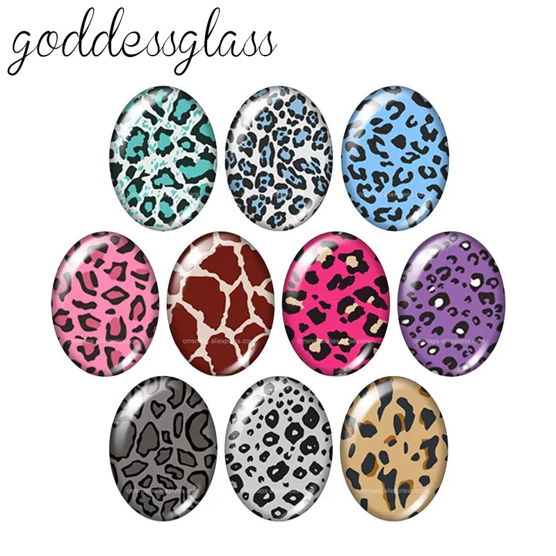 

Beauty Patterns Leopard Stars Dots 10pcs mixed 13x18mm/18x25mm/30x40mm Oval photo glass cabochon demo flat back Making findings