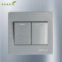 2 Gang 2 Way Light Wall Switch 10A 110~250V 220V Electrical Push Button Lamp Switches Luxury Satin Metal Stainless steel Panel цена 2 Gang 2 Way Light Wall Switch 10A 110~250V 220V Electrical Push Button Lamp Switches Luxury Satin Metal Stainless steel Panel цены онлайн