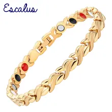 Escalus Модный женский браслет из нержавеющей стали золотого цвета для женщин 4в1 магнит германий Far Infarred Шарм ювелирные изделия браслет