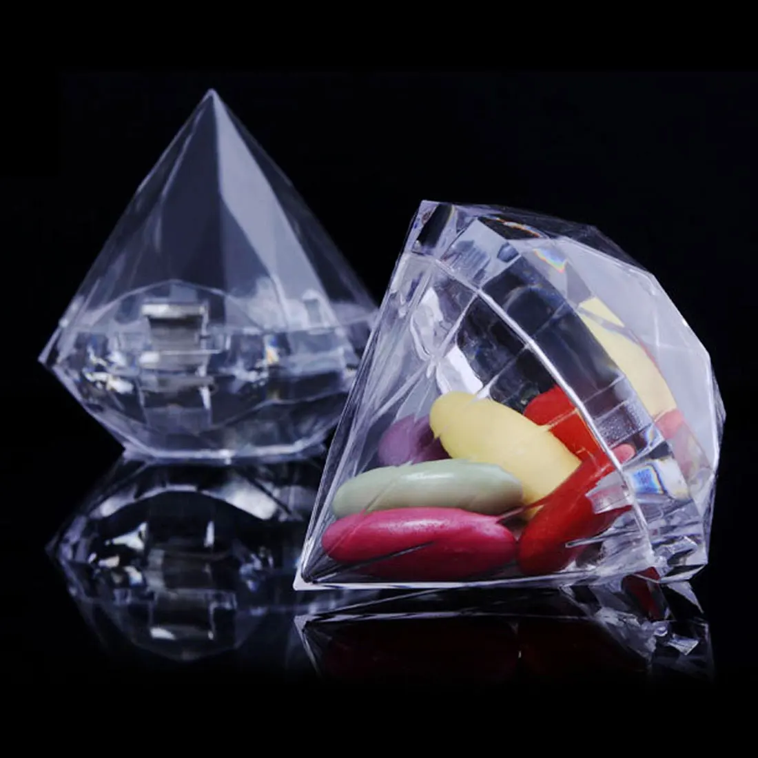 

Wedding Party Home Clear Diamond Shape Transparent Plastic Favor Wedding Decoration Candy Box Clear Plastic Container