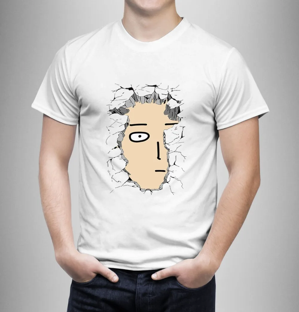 

Saitama One Punch Man Anime Manga T-Shirt White Regular 100% Cotton 2018 Fashion Brand Men's Tops StreetWear T-shirt Solid Color